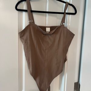 Brown bodysuit with gold hardware